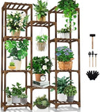 Uneedem Plant Stand Indoor Outdoor, 10 Tiered Plant Shelf Wood Plant Rack by Uneedem