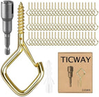 2.36IN Ceiling Screw Hooks for Hanging Plants, Safety Buckle,110 Pcs by Ticway