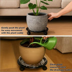 3 Packs Large Metal Plant Caddy with 3 PU Wheels 12" Heavy-Duty Wrought Iron Rolling Plant Stands Indoor Outdoor Wheeled Plant Dolly Planter Mover Rollers Plant Trolley Cart, Plant Saucers Included - Image 6