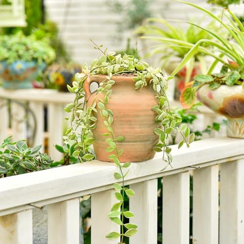 Sungmor Rustic Ceramic Flower Vase with Handles, 6.9 Inch Straight Barrel - Image 4