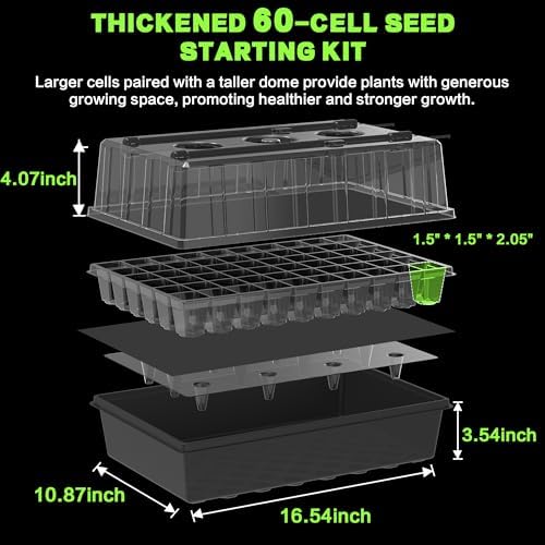 60-Cell Self-Watering Seed Starter Tray with Grow Light, Upgraded 1–24H Timer, Seed Trays with Humidity Dome, Indoor Gardening System, Starter Kit for Seeds, Plant Germination - Image 2