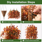 Fake Mums Fall Artificial Hanging Flowers Basket for Outdoor Decoration - Image 6