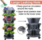 GameXcel Vertical Planter Tower - 6 Tier Stackable Garden Planters with Wheels and Garden Tool Set Plant Pots for Strawberry Herb Flower and Vegetable Indoor Outdoor Use Dark Gray - Image 2