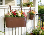4 Pack Mixed Size Metal Fence Planters Set with Detachable Hooks, Chocolate - Image 2