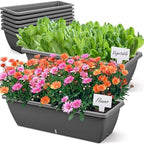 8 Pcs 24 Inch Plastic Window Boxes Planters, Gray by RimCereal