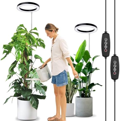 LORDEM 10.2" Full Spectrum Plant Light, 160 LEDs Large Grow Light for Indoor Tall Plants, Growing Lamp with 4/8/12H Auto Timer, 6 Dimmable Levels, 3 Spectrum Modes, 65" Height Adjustable, Pack of 2 by LORDEMLEDPlantGrowLight