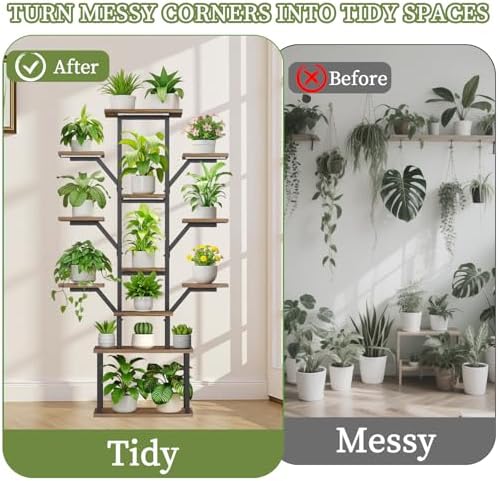 Plant Stand Indoor with Grow Lights - 12 Tiered Metal Plant Shelf with Drawer, 65" Large Plant Stand for Indoor Plants, Holds 16 Plant Pots, Flower Holder Plant Rack for Living room, Patio, Bedroom - Image 5