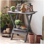 Plant Stand Indoor, Wood Plant Stand, Foldable Plant Shelf,Flower Pot Display Shelf Rack, Garden Patio Storage Cabinet, for Porch, Greenhouse(59.6x43x66cm) by Unknown