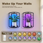 Aisdan Wall Plant Holder, Wall Planters for Indoor Plants with Wireless Remote Lights, Frame Plant Wall Shelves Wall Mounted Plant Holder for Living Room, 2 Pack - Image 3