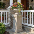Christopher Knight Home Classic Square Flower Stand 19.25" Pedestal Plant Stand Indoor Outdoor Display Table for Ferns Orchids Sculptures with MGO Construction Brushed Finish, Light Gray by ChristopherKnightHome