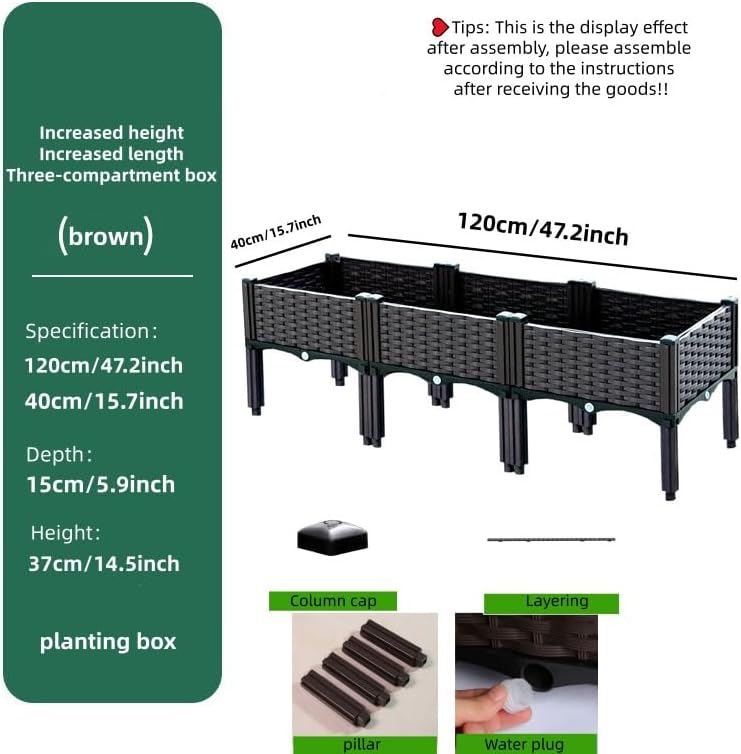 47 Inch Wicker Elevated Garden Planter with Legs - Rectangular Raised Bed with Self-Watering Design for Outdoor Vegetables, Flowers & Herbs, Large Gardening Box for Patio, Backyard & Balcony - Image 4