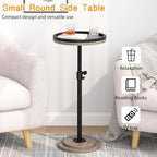 Small Side Table, Drink Table, Height Adjustable Round End Table, Pedestal Side Table for Small Spaces in Living Room, Bedroom, Grey - Image 4