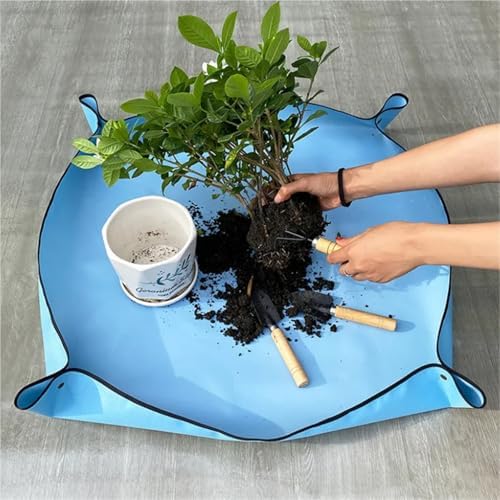 Repotting Mat Gardening Mat Household Soil Mixing Mat PVC Polyester Waterproof Home Plant Changing Pot Green Radish Succulent Potting Mat(Green 75X75CM) - Image 3