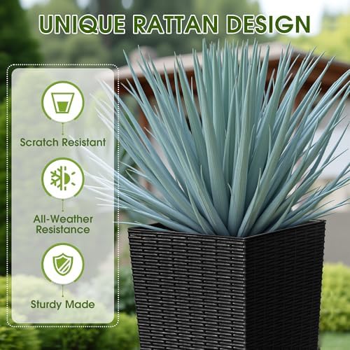 Devoko Resin 32'' Tall Planters, Large Taper Outdoor Planter - Image 2