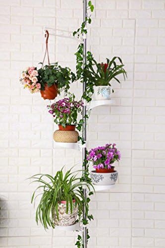 BAOYOUNI 5-Tier Plant Stand Pole Tension Rod Flower Holder Rack, Ivory - Image 3