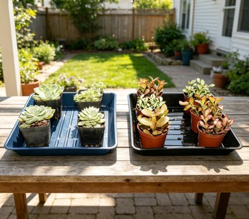 2 Packs Square Plant Saucer Pot Tray, 16 inch Blue Flower Planter Saucers and Drip Trays - Image 7