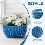 15" Large Ceramic Plant Pots Set of 3, Glazed Ceramic Flower Pot, Lake Blue - Image 4