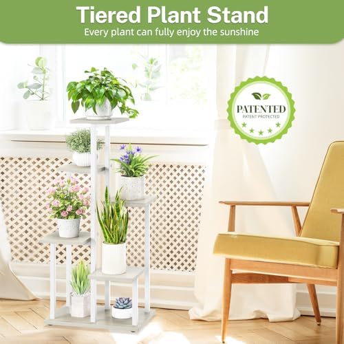 iDavosic.ly 6 Tier Plant Stand Indoor, Corner Tiered Shelf, White - Image 2