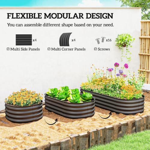 Outsunny 5' x 2' x 1' Galvanized Raised Garden Bed Kit, Dark Gray - Image 3