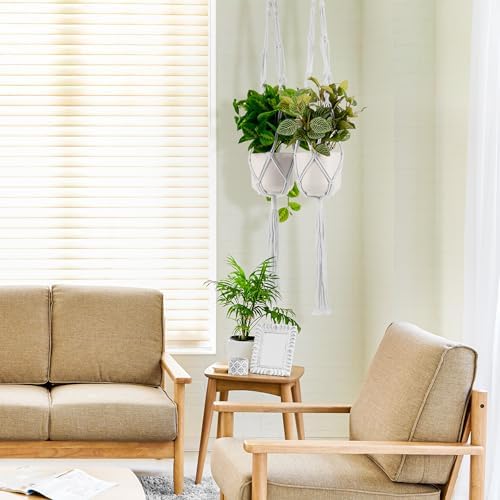 Sorbus Macrame Plant Hanger [4 Pack] Indoor Outdoor Hanging Plant Pots Cotton Rope, Elegant for Home, Patio, Garden - Image 2