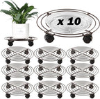10 Packs Large Metal Plant Caddy with Wheels 13" Heavy-duty Wrought Iron Rolling Plant Stands with Casters Plant Dolly Plant Roller Base for Indoor and Outdoor Plant Pot Movers Saucers Brown by Planterhoma