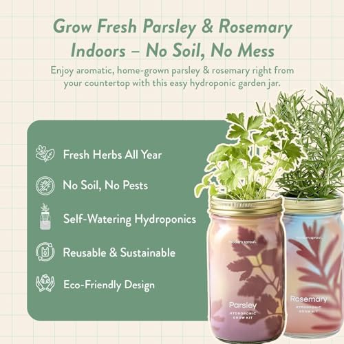 Modern Sprout Garden Jar & Herb Stripper Bundle - Rosemary & Parsley Kit - Image 4