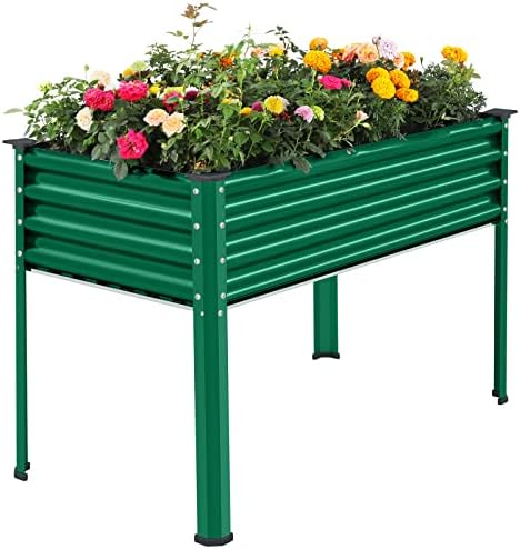 Land Guard Galvanized Large Metal Raised Garden Bed with Legs for Vegetables (Green) by LandGuard
