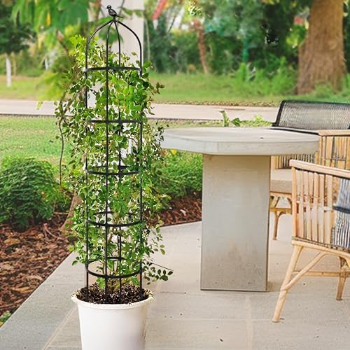 2-Pack 6.7FT Garden Obelisk Trellis for Climbing Plants,81”Metal Plant Support Tower,Heavy Duty Thickened Tube,Rustproof Black Vine & Flower Stand for Outdoor Indoor Use - Image 6