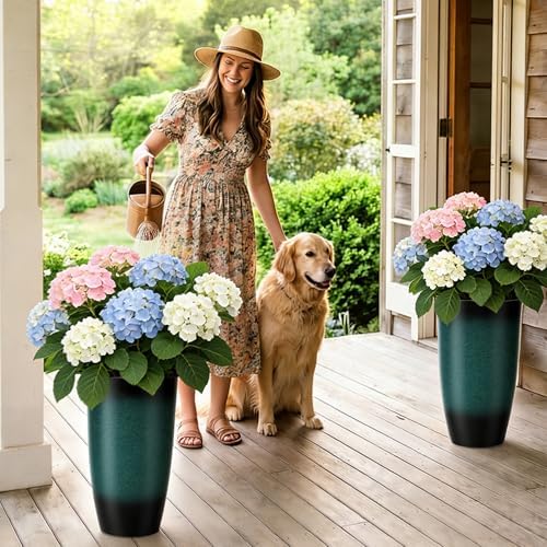 Autodaya 24" Tall Large Outdoor Planters for Plants Set of 2, Faux Ceramic - Image 5