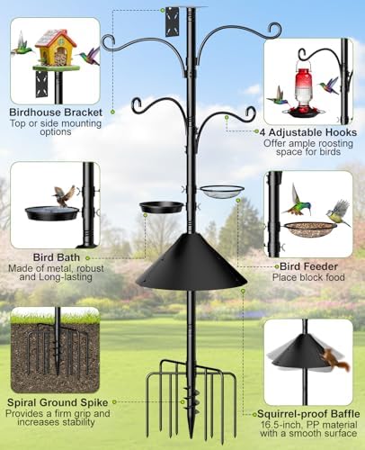 Bird Feeder Pole Squirrel Proof, 93 Inch Heavy Duty Feeder Stand Outdoor - Image 2