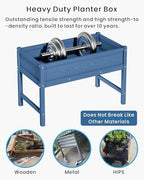 Weatherproof Raised Garden Bed, HDPE Outdoor Elevated Planter Box with Legs, Garden Box, Flower Beds for Patio, Deck, Balcony (Navy Blue) - Image 4