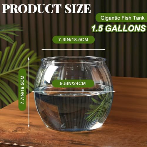 Geelin 1.5 Gallon Plastic Fishbowl Round Large Clear Shatterproof Tank - Image 2