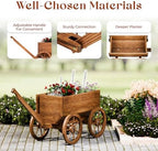 Wood Wagon Planter for Outdoor Balcony Decor - Garden Rustic Wooden Flower Cart with Wheels for Outside - Garden Decor - Amish Decorative Indoor - Wheelbarrow Planter for Patio - Image 5
