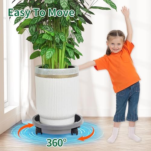 ORIMERC 3 Pack Plant Caddy with Wheels Heavy Duty 12 inch Plant Saucer Self-watering Design, Movable Wheeled Round Planter Stand Coaster Trolley, Flower Pot Dolly Rack Tray on Rolling Caster Roller Indoor Outdoor - Image 4