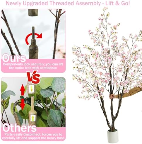 Caxchiling Artificial Cherry Blossom Tree 6FT, Pink Faux Floor Tree - Image 4