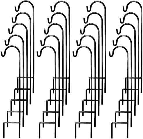 Ashman Shepherd's Hooks 35 Inch (20 Per Pack), Black, Made of Premium Metal for Hanging Solar Lights, Bird Feeders, Mason Jars, Christmas Lights, Lanterns, Garden Stakes and Wedding Décor. by AshmanOnline