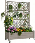 Trellis Raised Garden Bed, Self-Watering Planter Box, Gary by NBYSGO