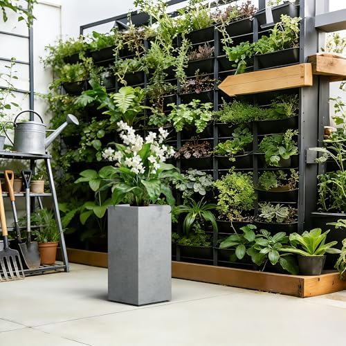 Kante Accent Column Square Pale Gray Concrete Planter 23.6" H, Outdoor - Image 4