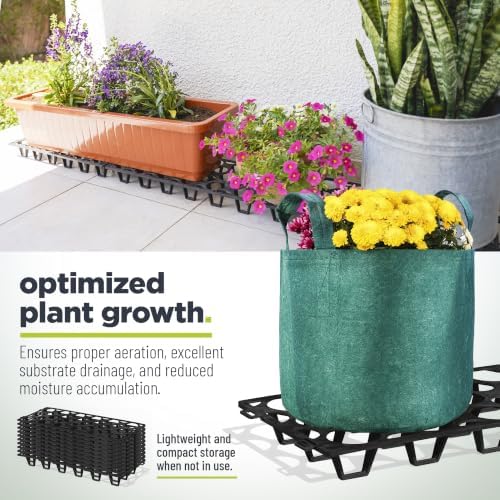 Plant Stand Outdoor – Plant Riser 5 Pack for Pots, Planters & Grow Bags | Heavy-Duty UV-Resistant Elevated Pot Stand for Drainage, Airflow, Root Health & Cleaner Patios – 19.7x7.5x2.4 in (Black) - Image 2