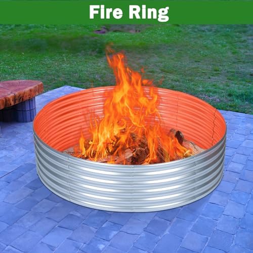 4x4x1ft Round Raised Garden Beds Outdoor Steel Fire Pit Ring Flower Planter - Image 7