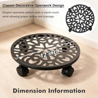 3 Pack Plant Caddy with Wheels, 12 inch Plant Stand with 2 Locking Casters Heavy Duty Metal Plant Dolly Roller for Indoor Outdoor Flower Pots, Rolling Plant Tray Wheeled Planter Mover Trolley - Image 2