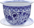 DOITOOL Blue and White Ceramic Planter - 6.7 in Pot with Drainage & Saucer by DOITOOL