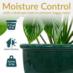 Sunnydaze Chalet 14.5" Ceramic Plant Pot, Dark Green Glaze - Image 2