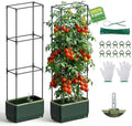 2Pack Raised Garden Bed Tomato Planter with Trellis, 52" Self Watering Tomato Planter with Water Level Indicator, Larger Rectangular Tomato Cages for Indoor & Outdoor Climbing Vegetable and Plants (2) by MQUPIN