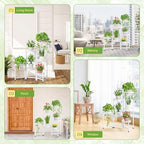 iDavosic.ly Plant Stand Indoor Outdoor, 6 Tier Metal Corner Shelf, White - Image 4