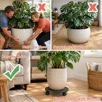 3 Pack Plant Caddy with Wheels, 12 inch Plant Stand with 2 Locking Casters Heavy Duty Metal Plant Dolly Roller for Indoor Outdoor Flower Pots, Rolling Plant Tray Wheeled Planter Mover Trolley - Image 3