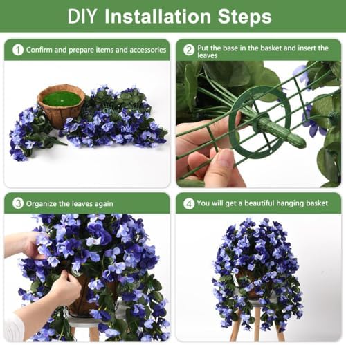 INQCMY Fake Flowers with Hanging Basket Realistic Artificial Begonias - Image 6