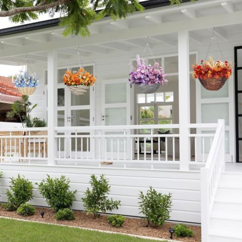 4 Pcs Round Hand Woven Rattan Hanging Planter Basket Set,8 in - Image 3