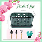 Teenyyou 9.5" Orchid Pot Ceramic with Hole Saucer for Repotting, Green - Image 2