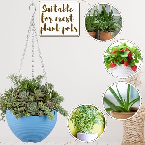 Zopeal 16 Pack Self Watering Hanging Planters 8 Inch Garden Flower Plant Pot Container with Drainer and Chain Round Hanging Pot Plant Basket for Indoor Outdoor Plants(Blue) - Image 5